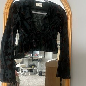 Kiss the Sky Tie Velvet Blouse